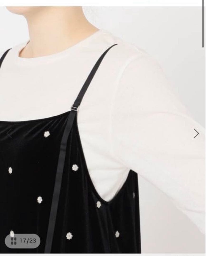 ベロアフラワー刺繍ワンピース タグ付き新品