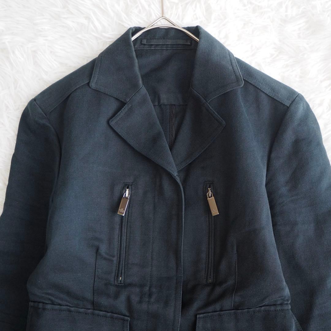 GUCCI グッチ テーラードジャケット ロゴボタン リネン 深緑 38