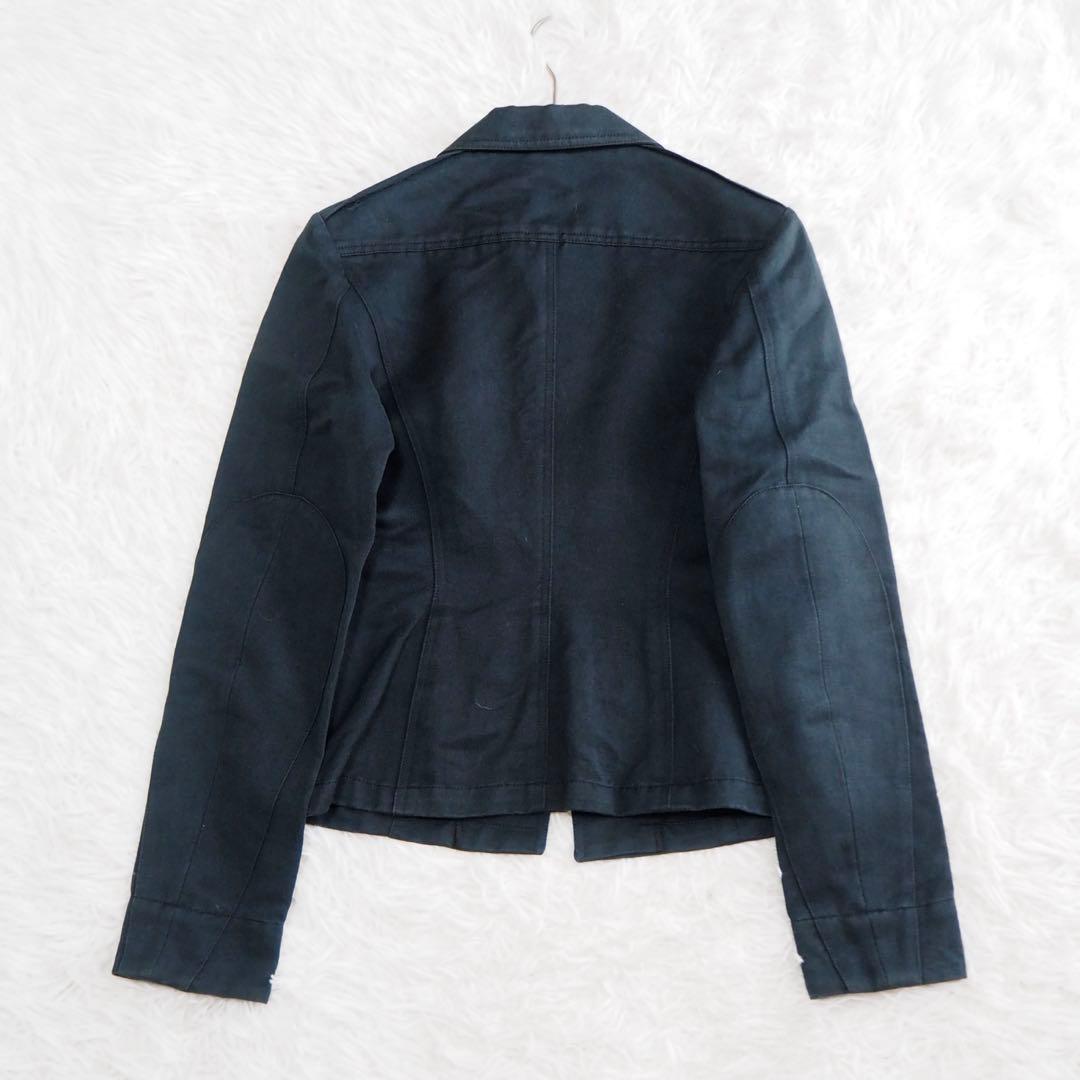 GUCCI グッチ テーラードジャケット ロゴボタン リネン 深緑 38