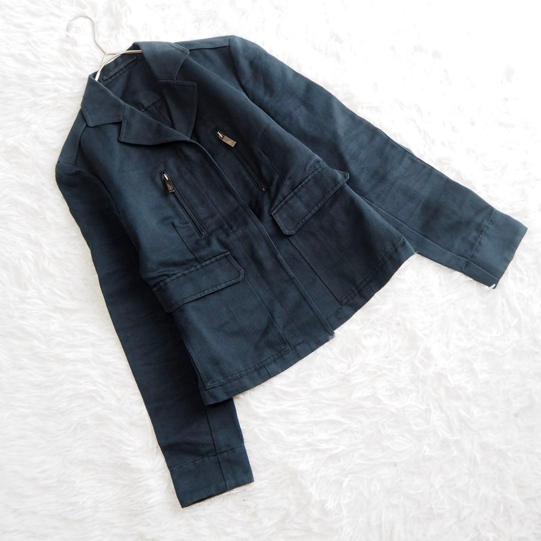 GUCCI グッチ テーラードジャケット ロゴボタン リネン 深緑 38