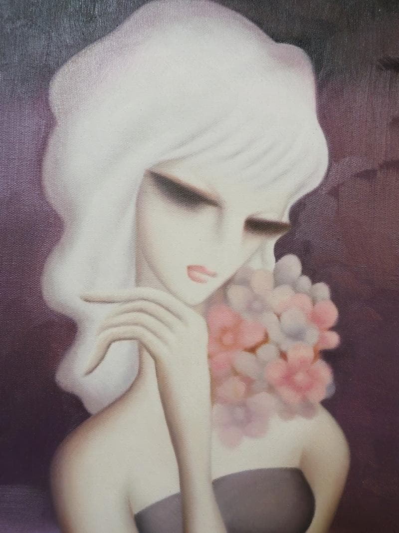 Mr.モリック　 油彩東郷青児「花束」 　F6サイズ　額装済み 肉筆手描き