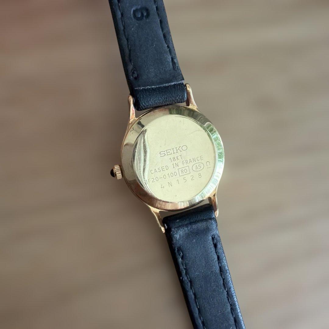 SEIKO EXCELINE 18KT 金無垢 1F20-0100 稼働品