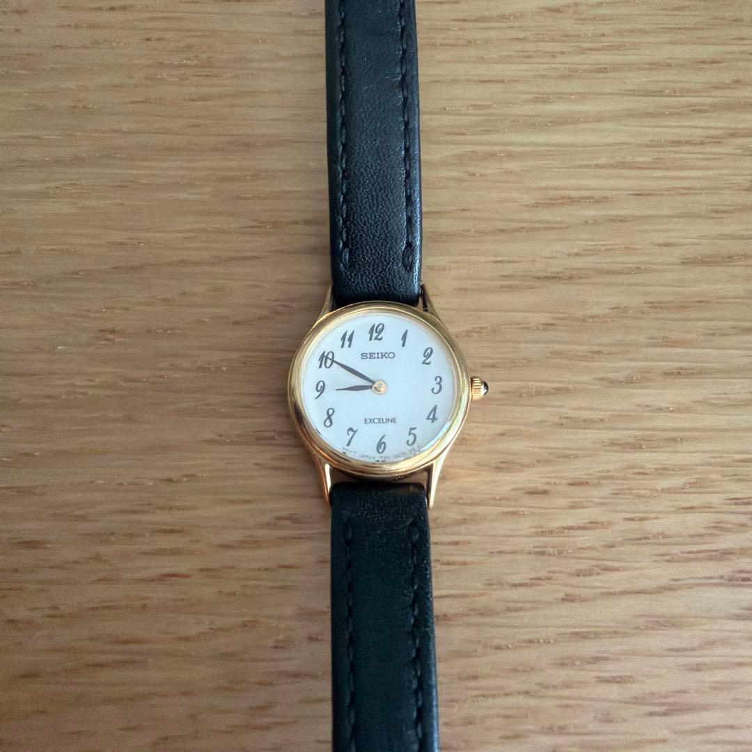 SEIKO EXCELINE 18KT 金無垢 1F20-0100 稼働品