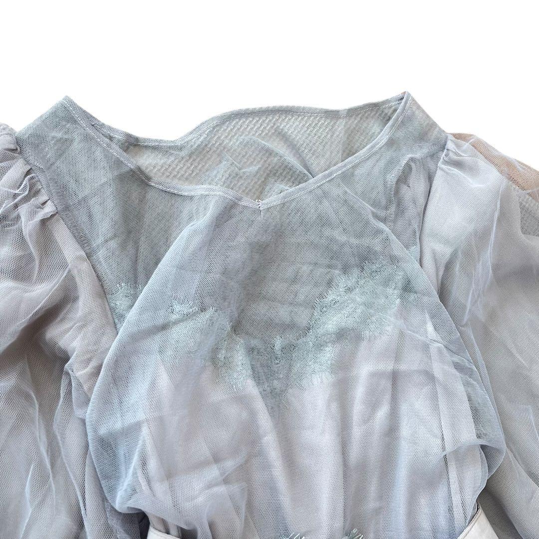 ラベルエチュード ロングワンピース チュール パーティ ウエストリボン