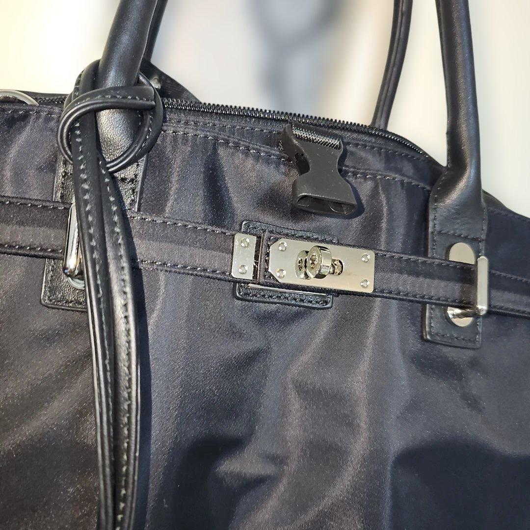 金具付き ナイロン 4way A4 PC収納 キャリーオンバッグ ブラック