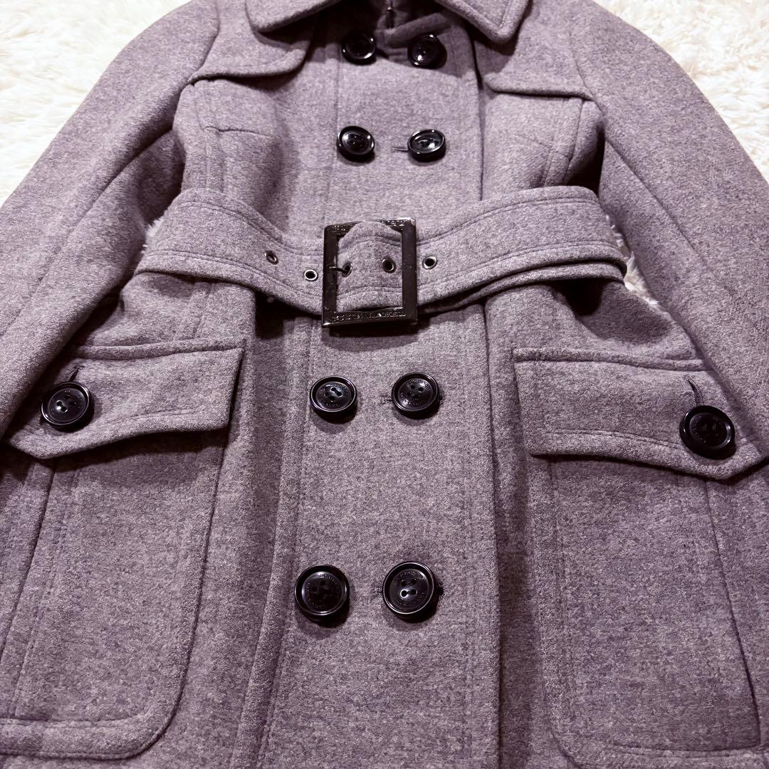 バーバリー ブルーレーベル アンゴラ ウール ベルテッドコート Aライン