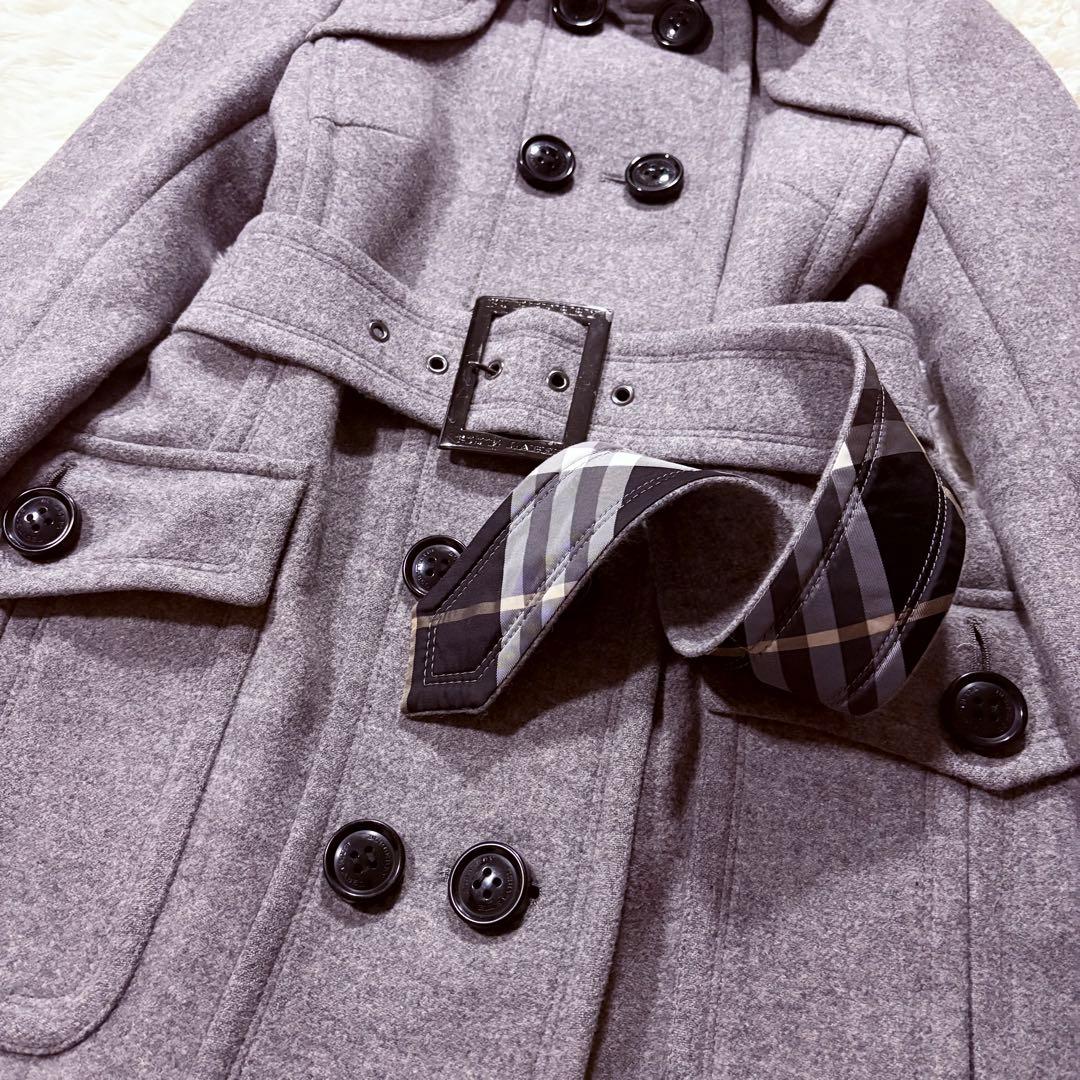 バーバリー ブルーレーベル アンゴラ ウール ベルテッドコート Aライン