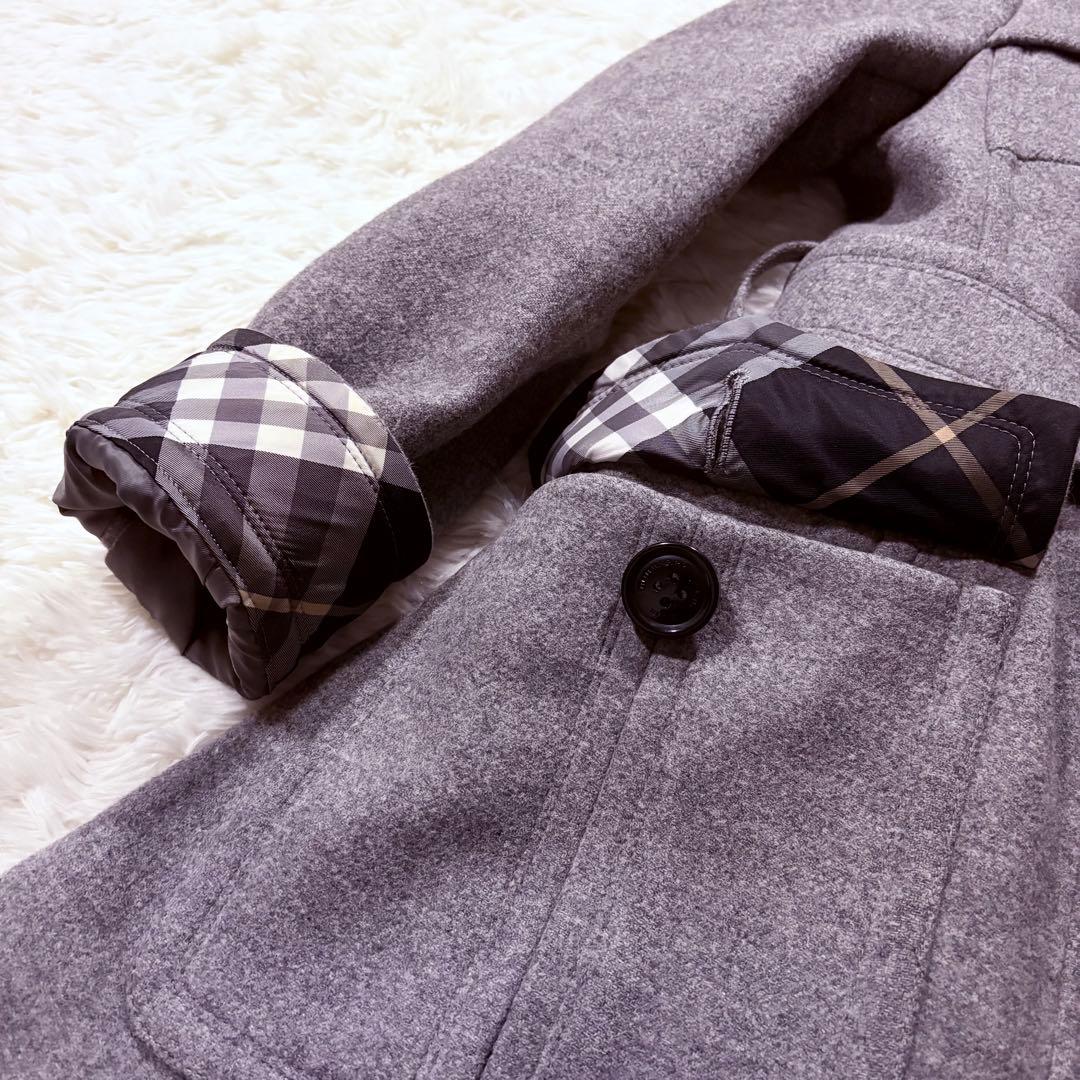 バーバリー ブルーレーベル アンゴラ ウール ベルテッドコート Aライン