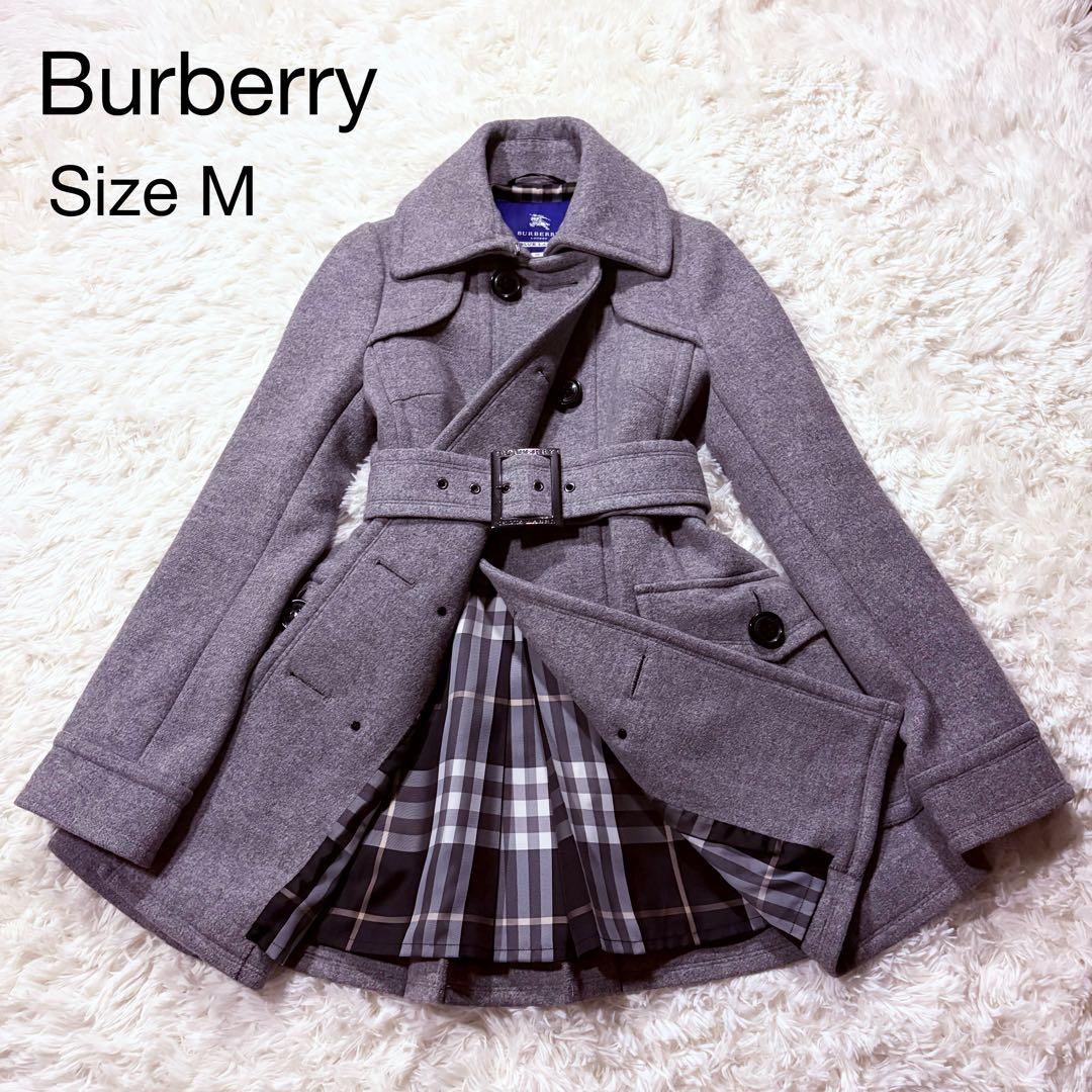 バーバリー ブルーレーベル アンゴラ ウール ベルテッドコート Aライン