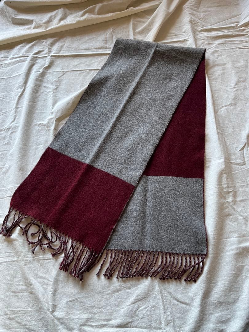 エルメス　マフラー　カザックバイカラー　 カシミヤ100%