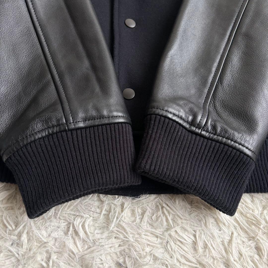 未使用級 XL相当✨シップス バーシティジャケット スーパー160'S 羊革 黒