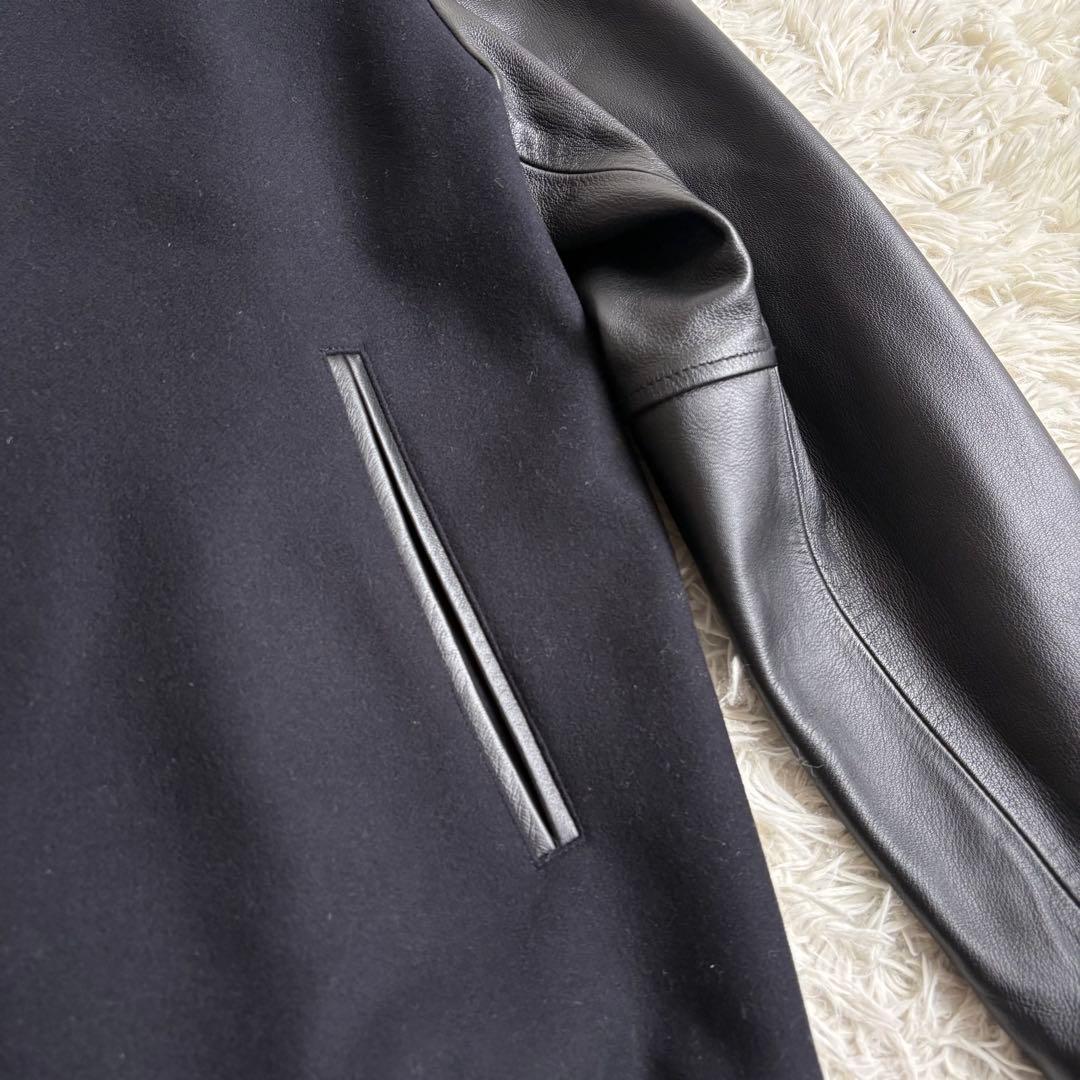 未使用級 XL相当✨シップス バーシティジャケット スーパー160'S 羊革 黒