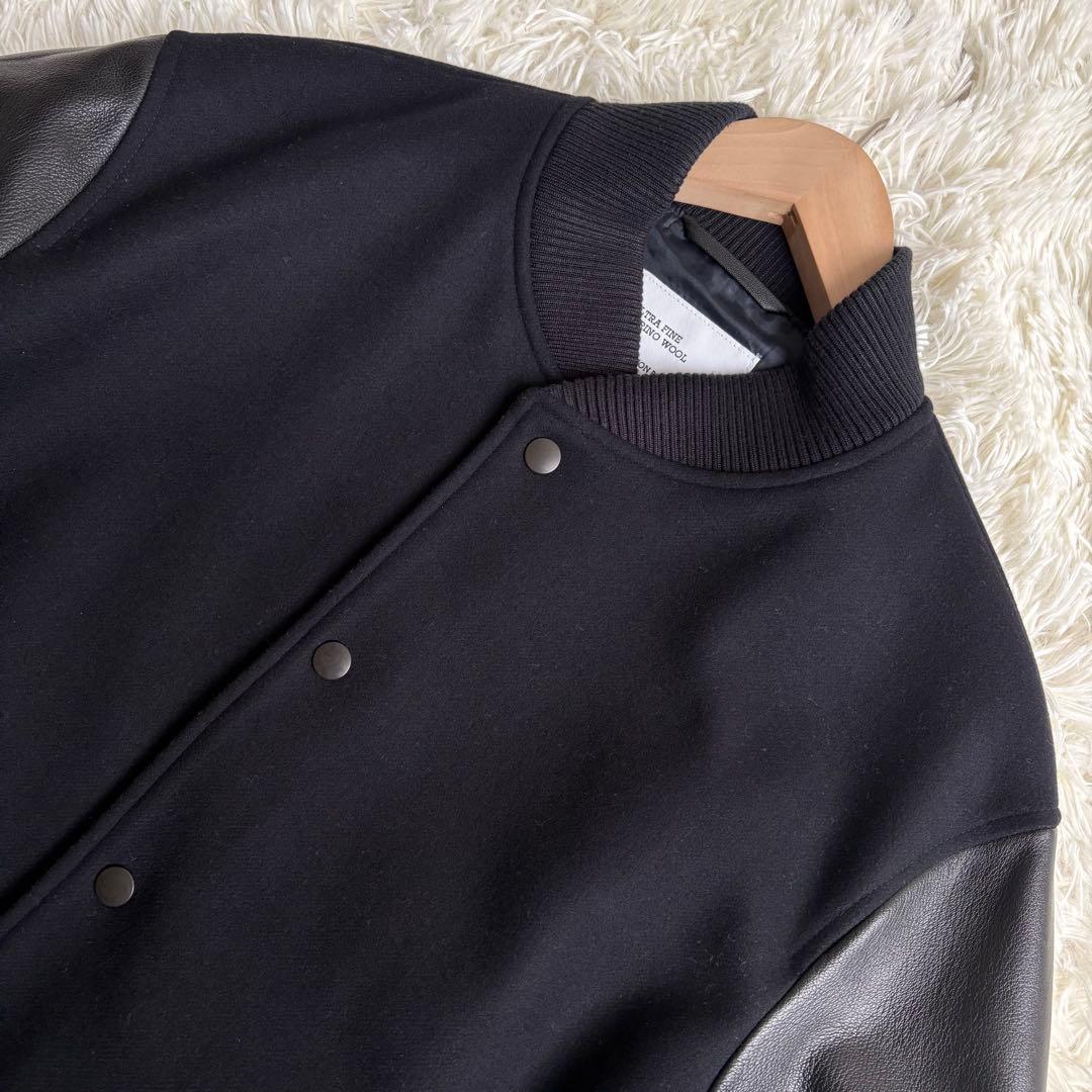 未使用級 XL相当✨シップス バーシティジャケット スーパー160'S 羊革 黒