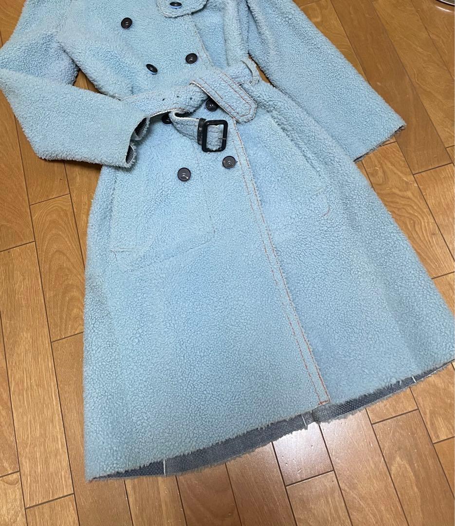 新品、未使用！フェンディムートンロングコート　きれいなブルー