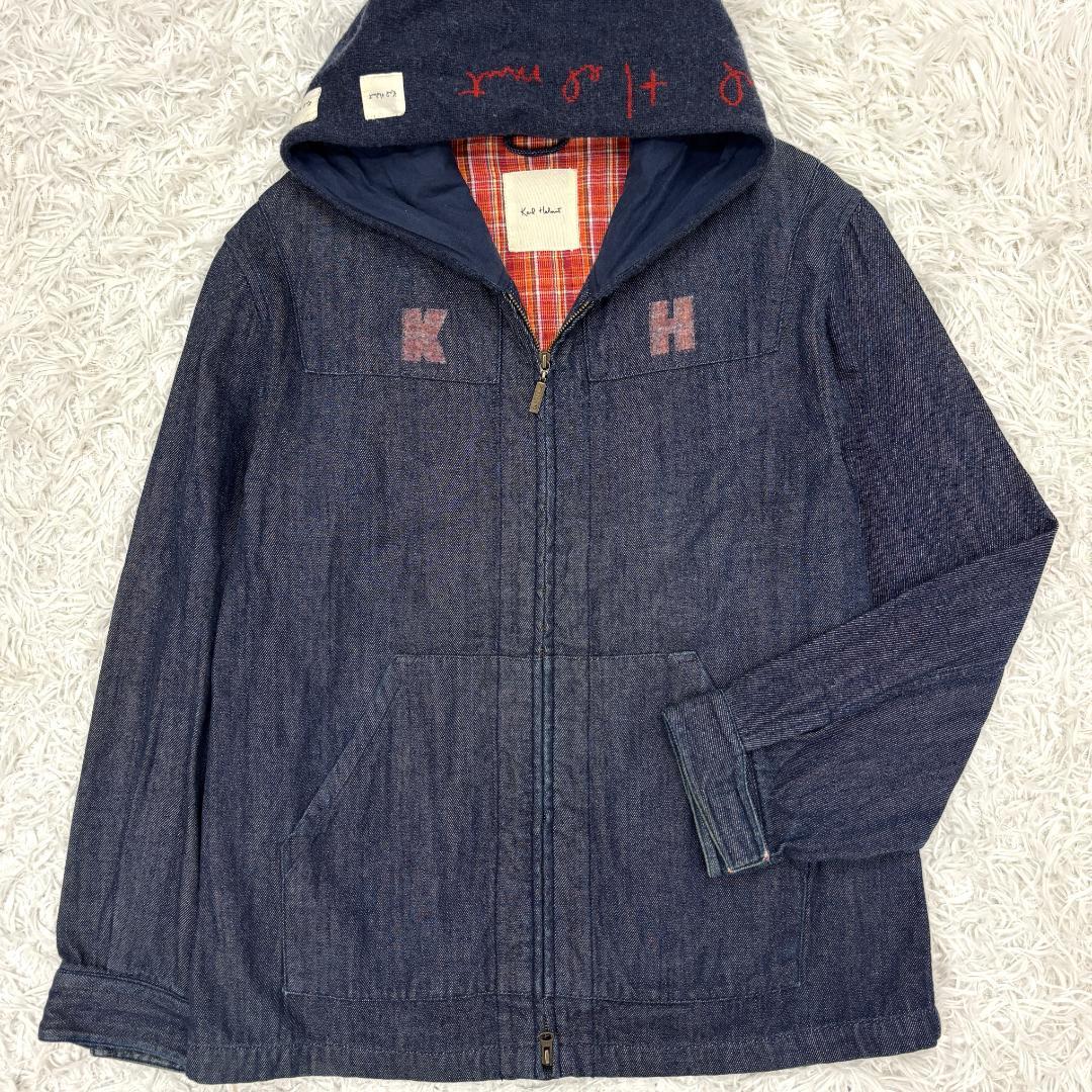 ☆希少☆ カールヘルム　デニムジャケット　L　ニットフード　ロゴ刺繍入り