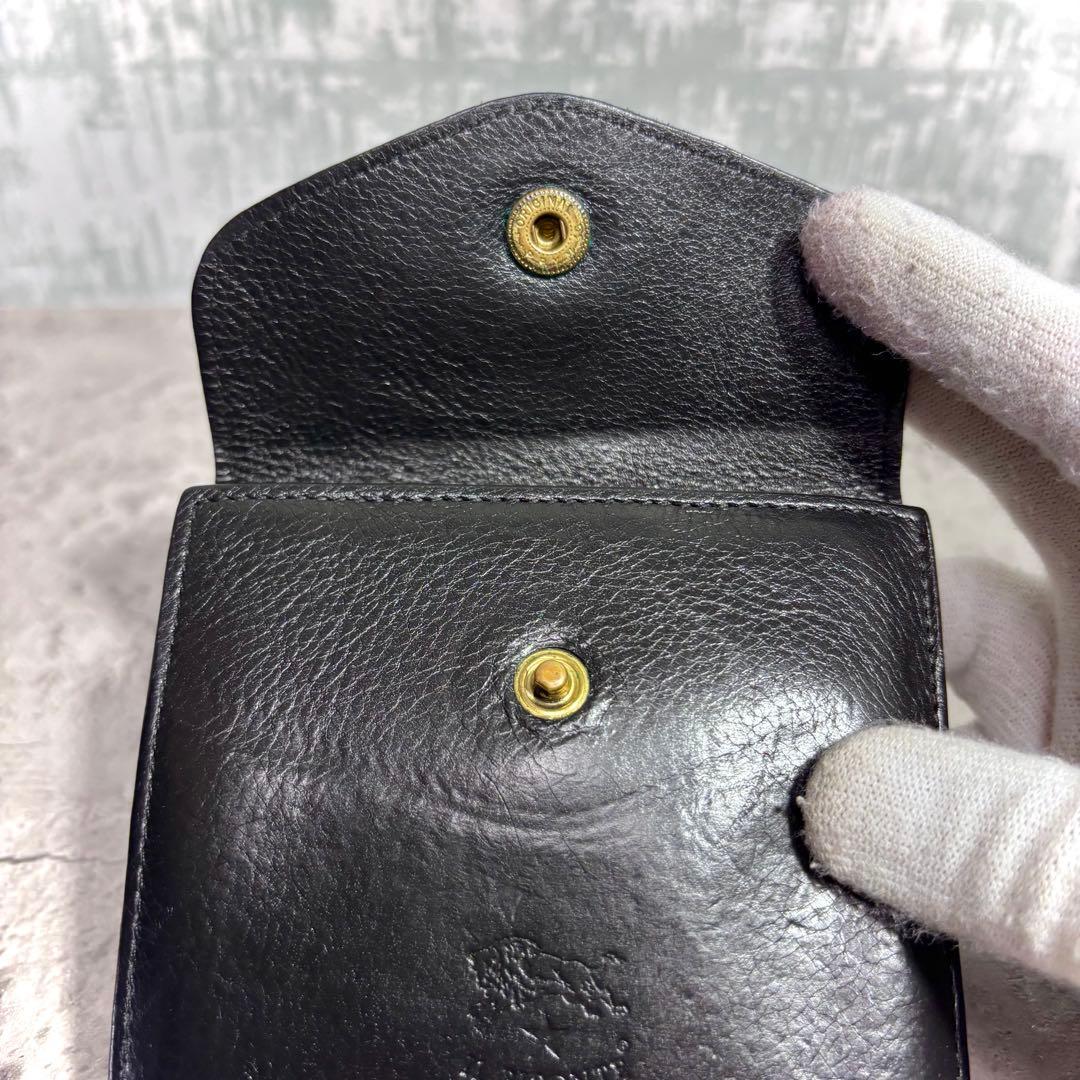 【えいた！】イルビゾンテ がま口ミニ財布 黒 シボ革 レザー