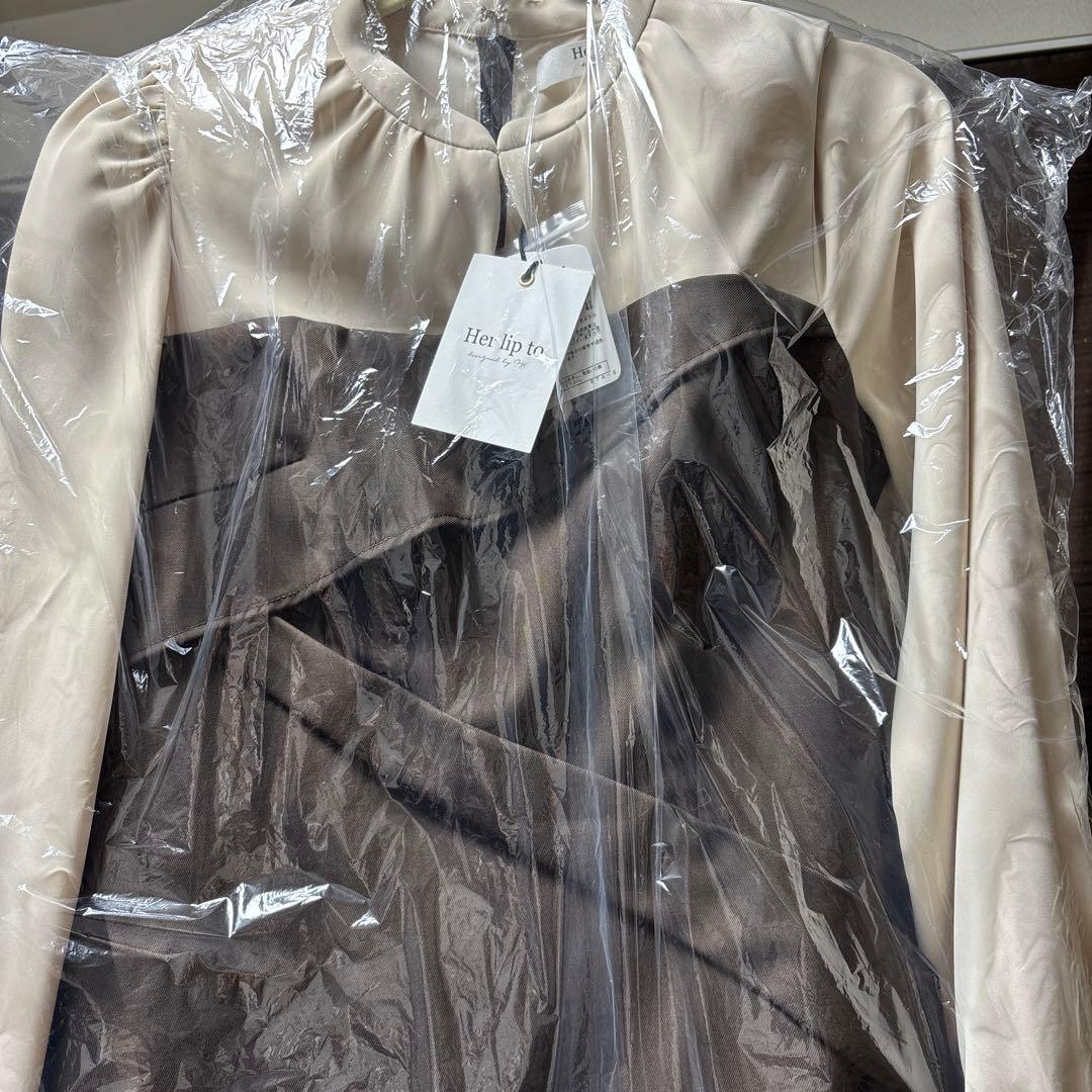 ハーリップトゥー Bicolor Draped Dress ワンピース モカ