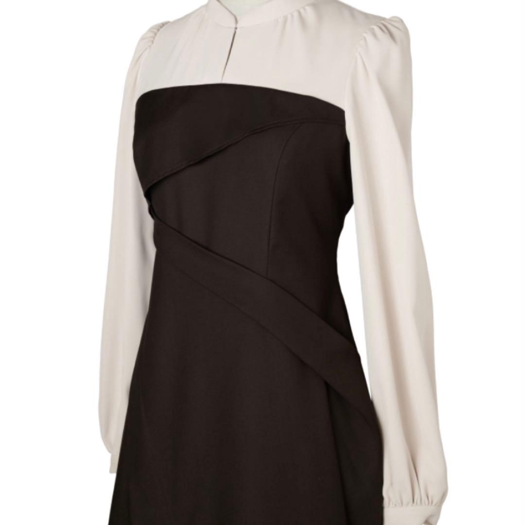 ハーリップトゥー Bicolor Draped Dress ワンピース モカ