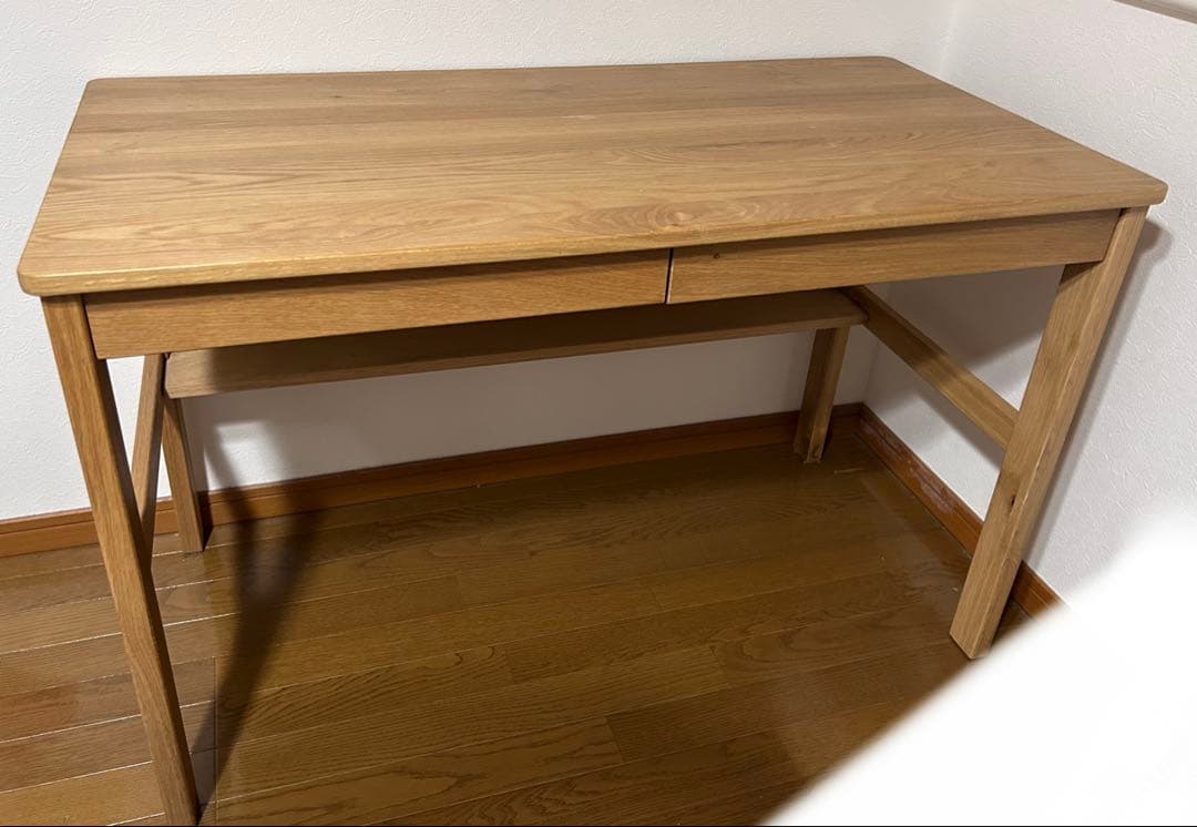 【販売終了】無印良品　オーク無垢材デスク　引出・足元棚