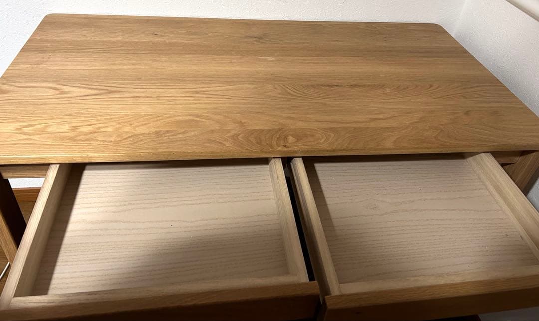 【販売終了】無印良品　オーク無垢材デスク　引出・足元棚