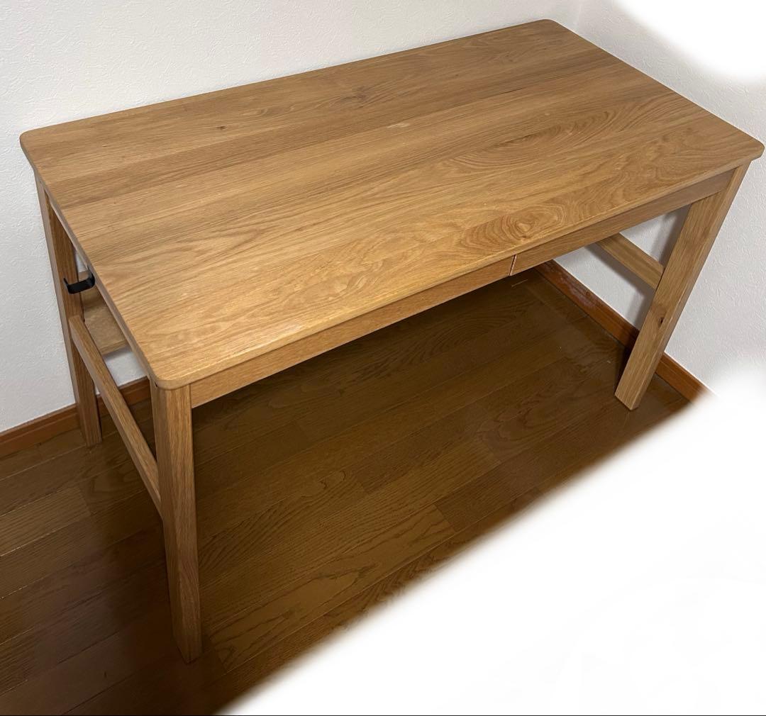 【販売終了】無印良品　オーク無垢材デスク　引出・足元棚