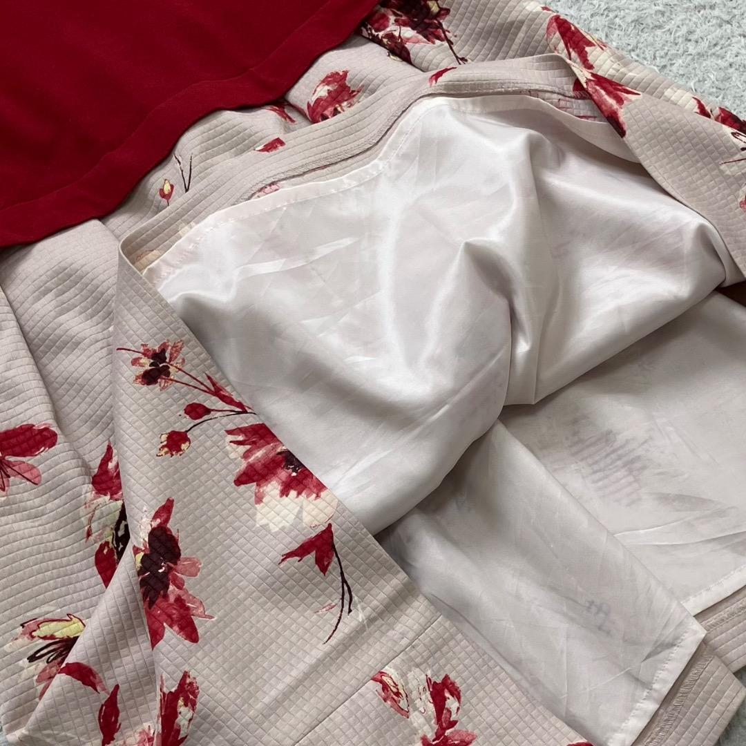 美品✨ローズティアラ ニットワンピース ロング丈 花柄 大きいサイズ 46 4L