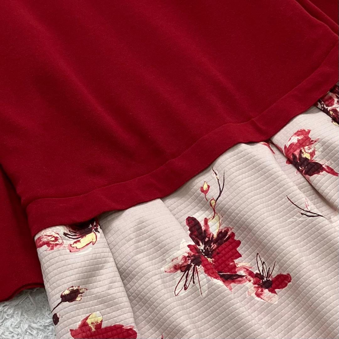 美品✨ローズティアラ ニットワンピース ロング丈 花柄 大きいサイズ 46 4L