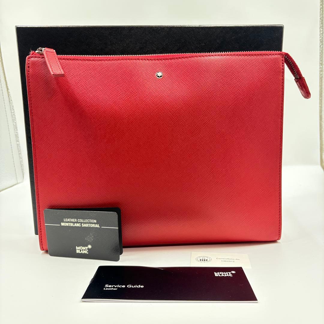 モンブラン montblanc sartorial クラッチバック 赤　保存袋付