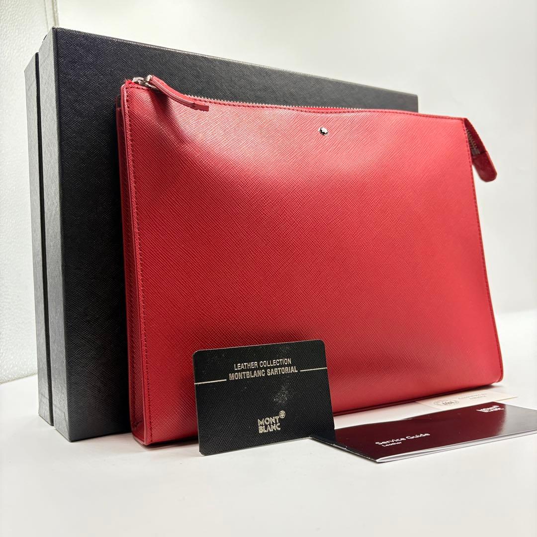 モンブラン montblanc sartorial クラッチバック 赤　保存袋付