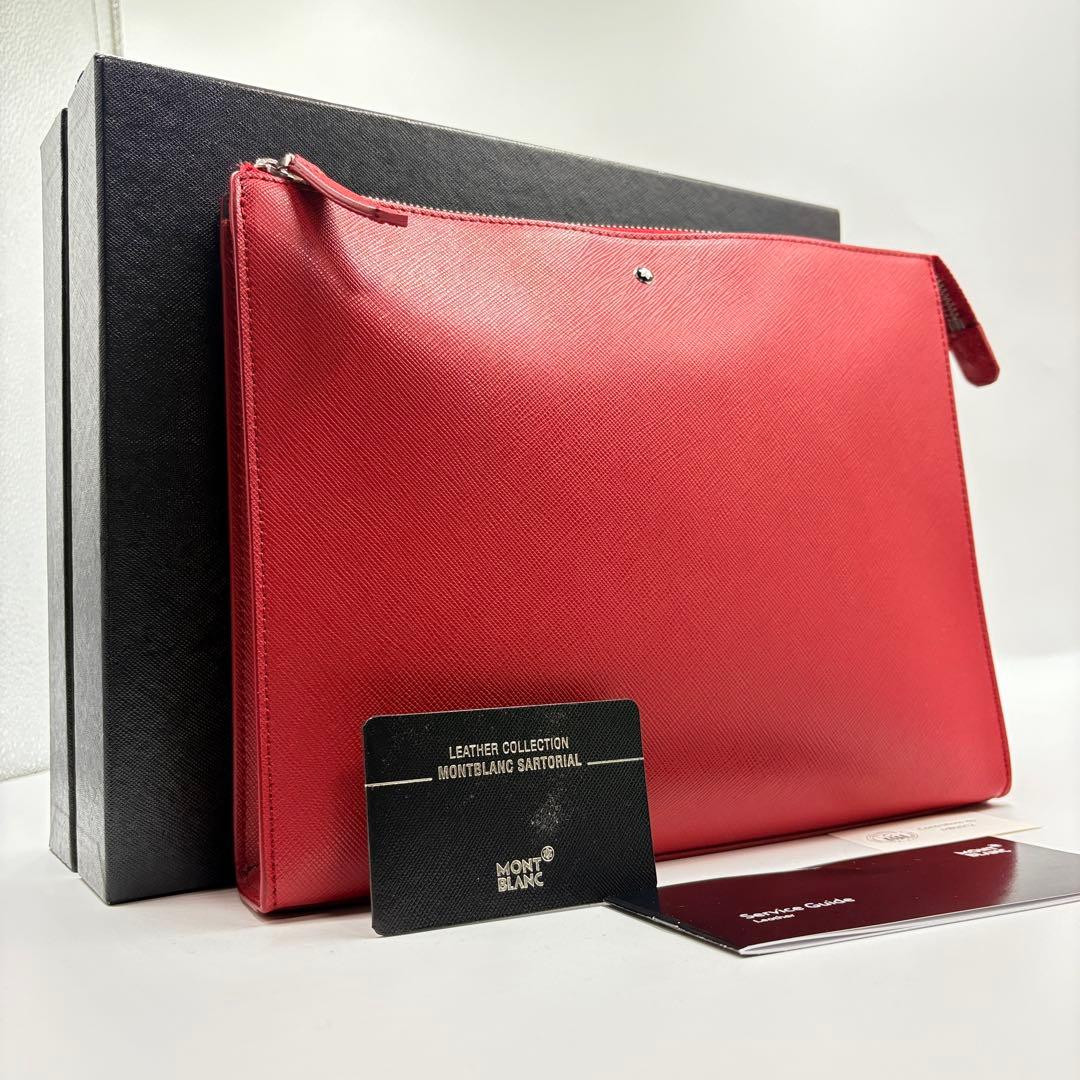 モンブラン montblanc sartorial クラッチバック 赤　保存袋付