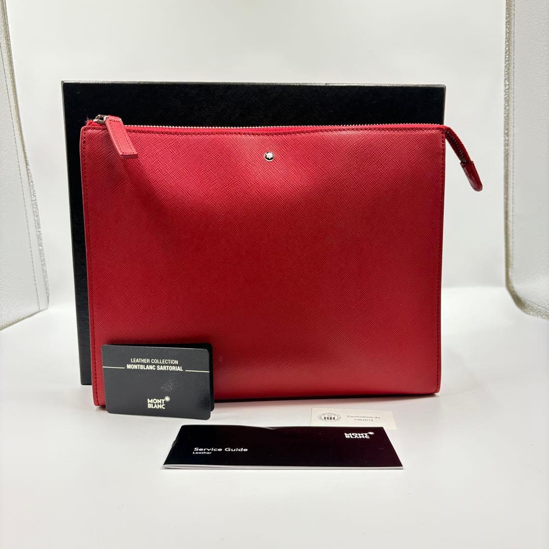 モンブラン montblanc sartorial クラッチバック 赤　保存袋付