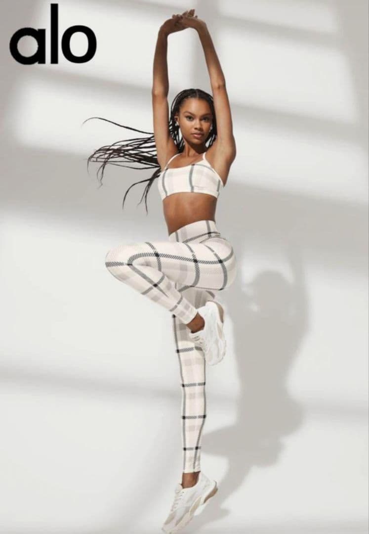 美品 alo yoga チェック柄スパッツ XXS