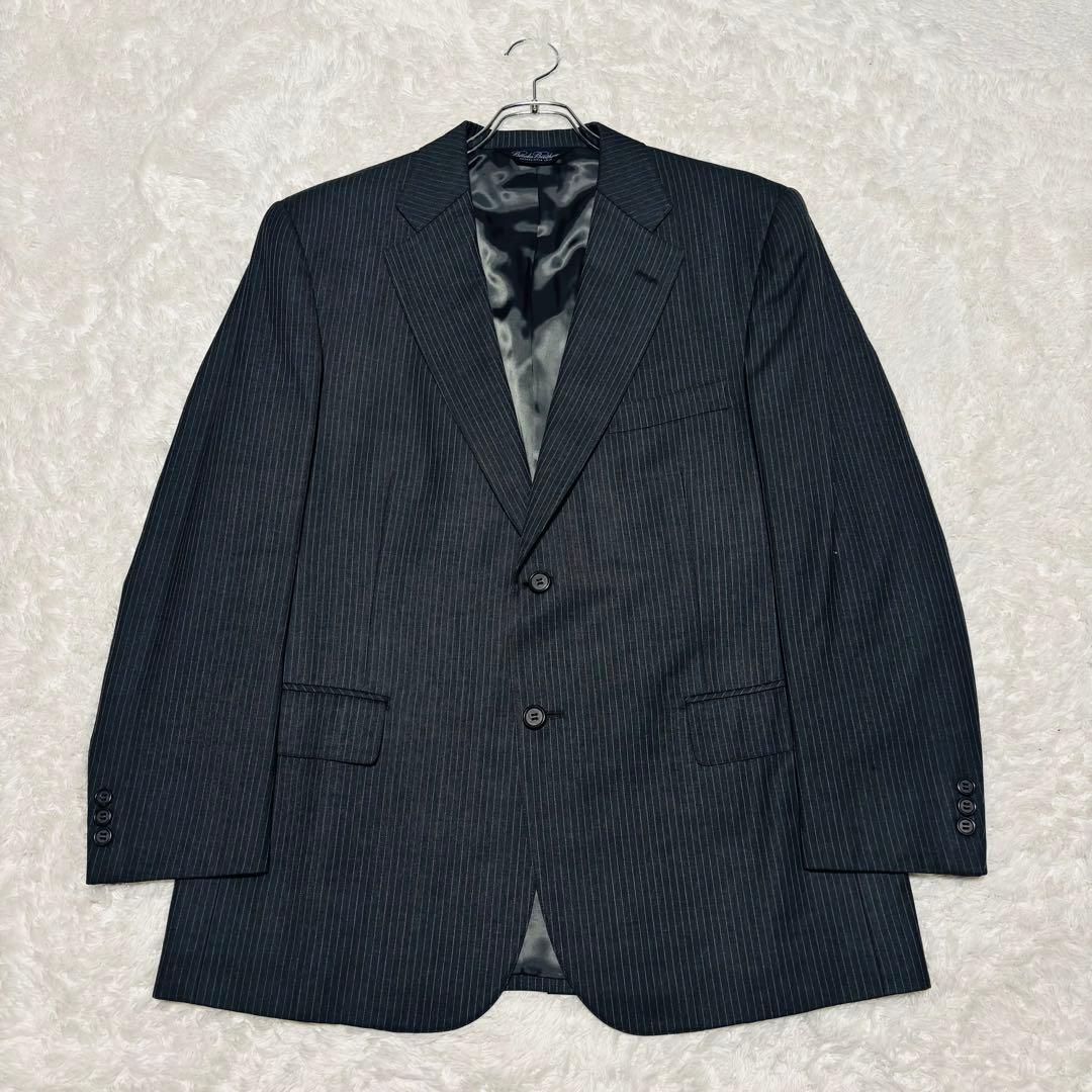 美品 ブルックス ブラザーズ 高級 スーツ ダークグレー ストライプ L相当