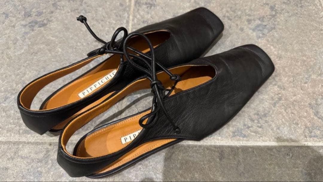 a*a様 ピッピシック アンバーココ レザー フラットシューズ 37