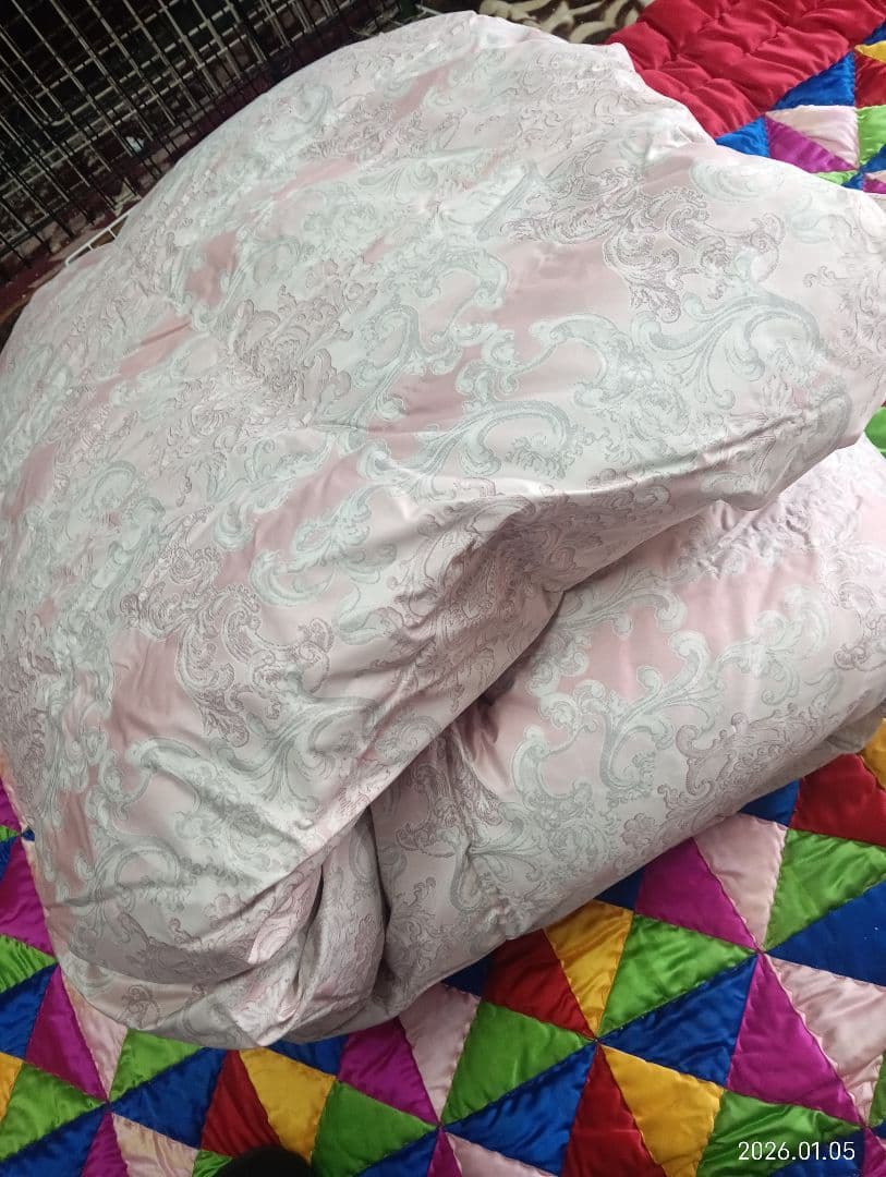 あんず京都西川 抗菌防臭シルバーグースダウン掛け布団 ピンクシングル未使用