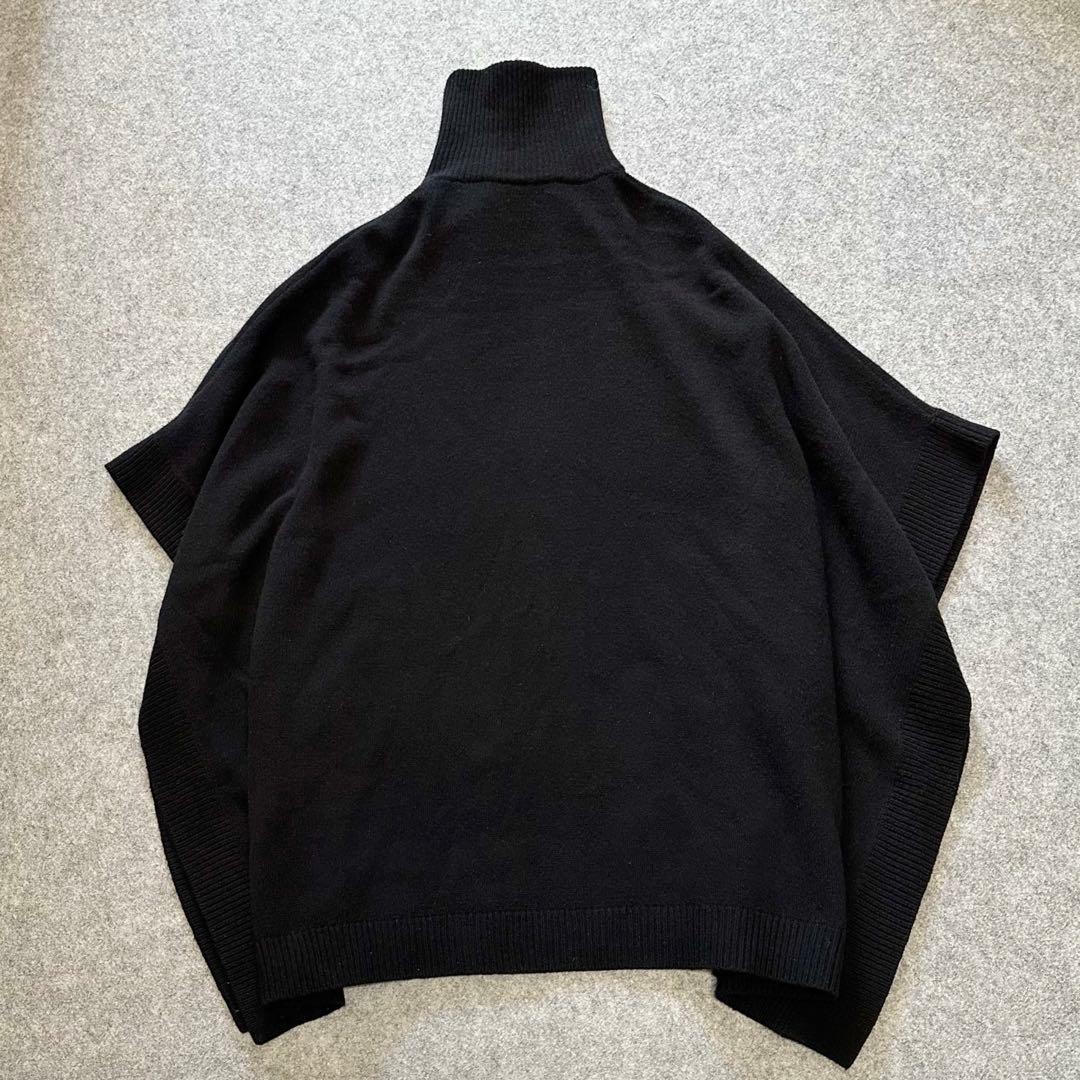 ラルフローレン：希少【カシミヤ混ニット／本革ベルクロ付き】スタンドカラーポンチョ