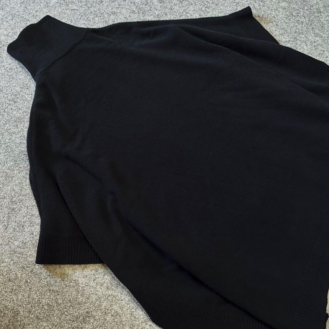 ラルフローレン：希少【カシミヤ混ニット／本革ベルクロ付き】スタンドカラーポンチョ