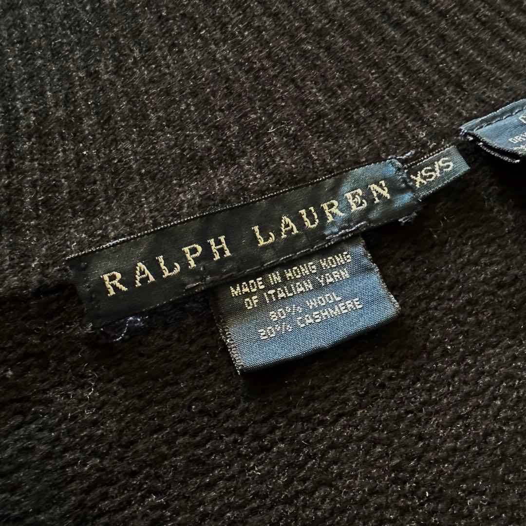 ラルフローレン：希少【カシミヤ混ニット／本革ベルクロ付き】スタンドカラーポンチョ