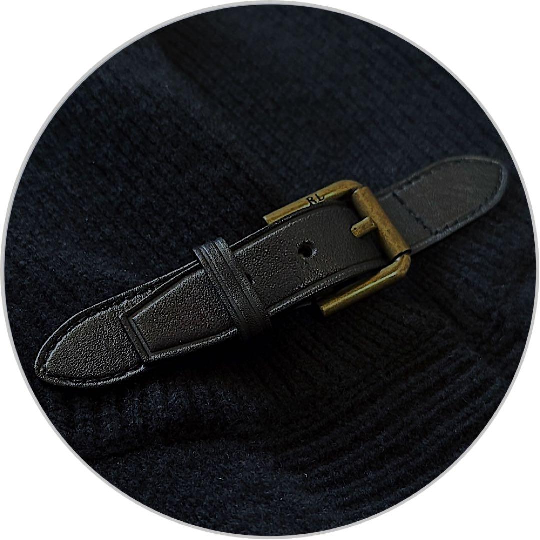 ラルフローレン：希少【カシミヤ混ニット／本革ベルクロ付き】スタンドカラーポンチョ