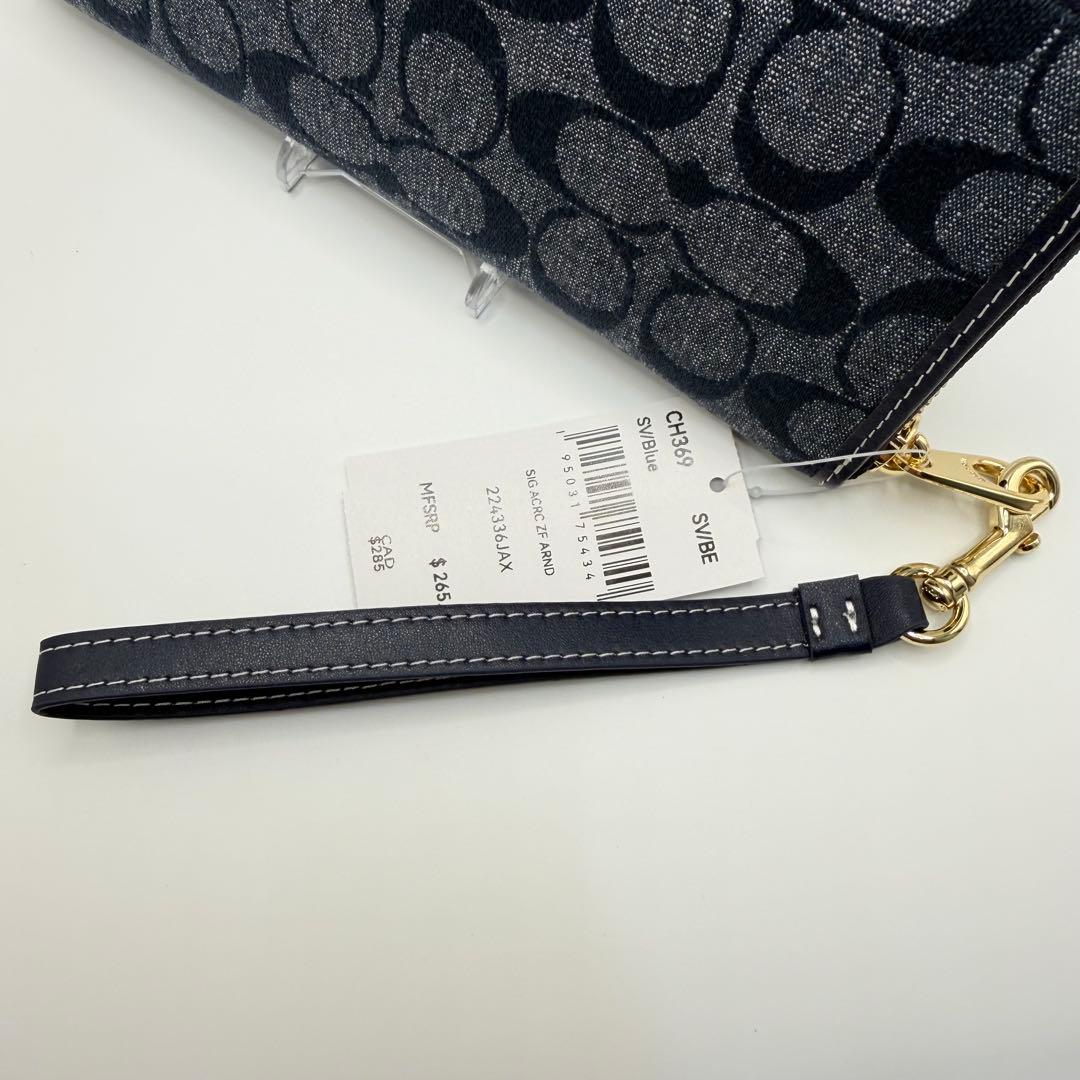 コーチ 長財布 シグネチャー COACH 財布 ブルー CH369 【未使用】