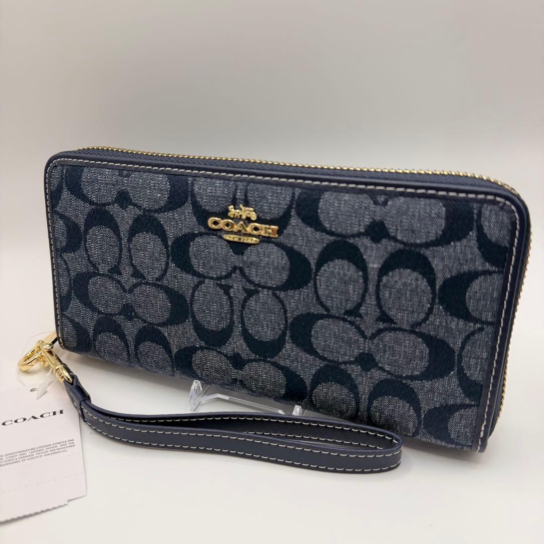 コーチ 長財布 シグネチャー COACH 財布 ブルー CH369 【未使用】