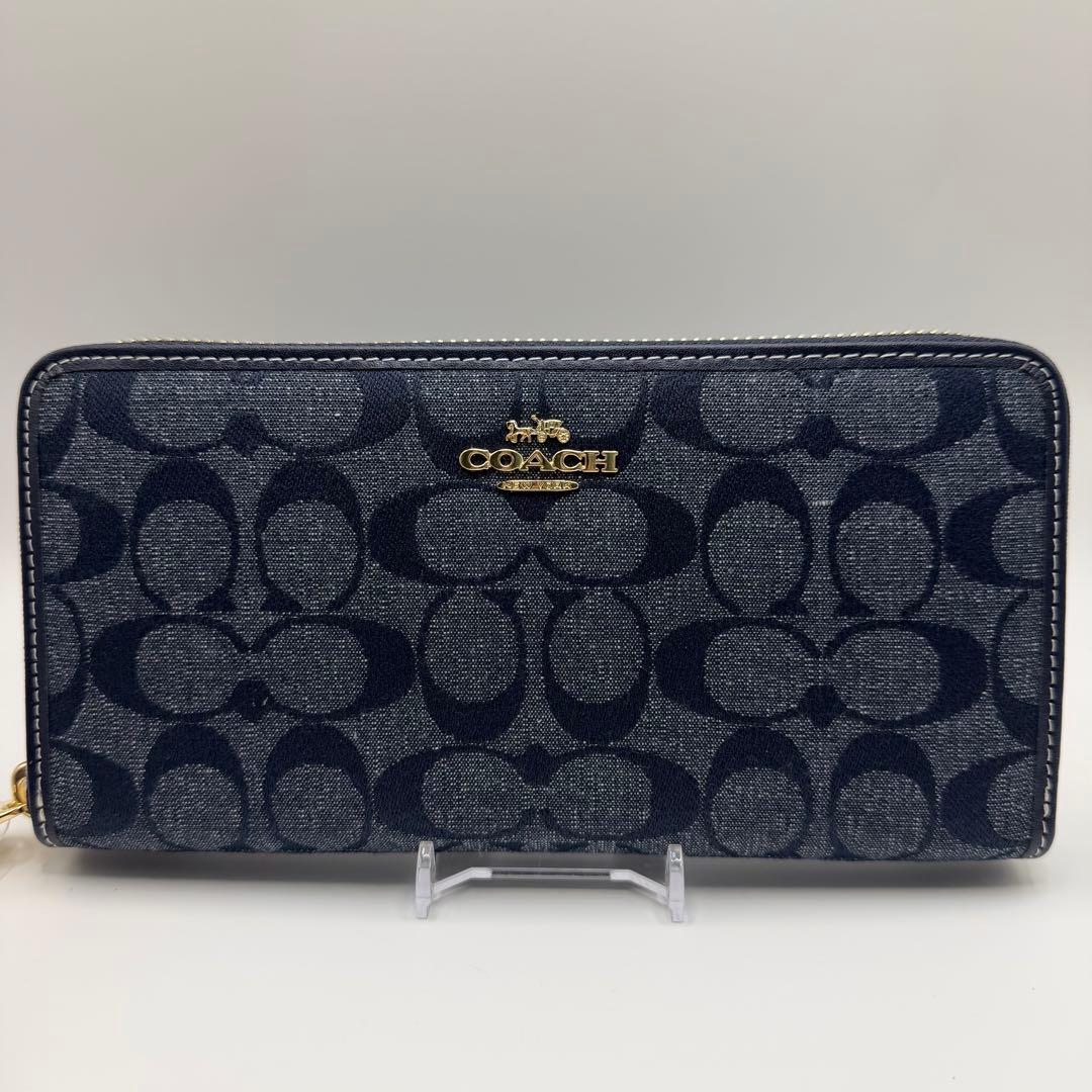 コーチ 長財布 シグネチャー COACH 財布 ブルー CH369 【未使用】
