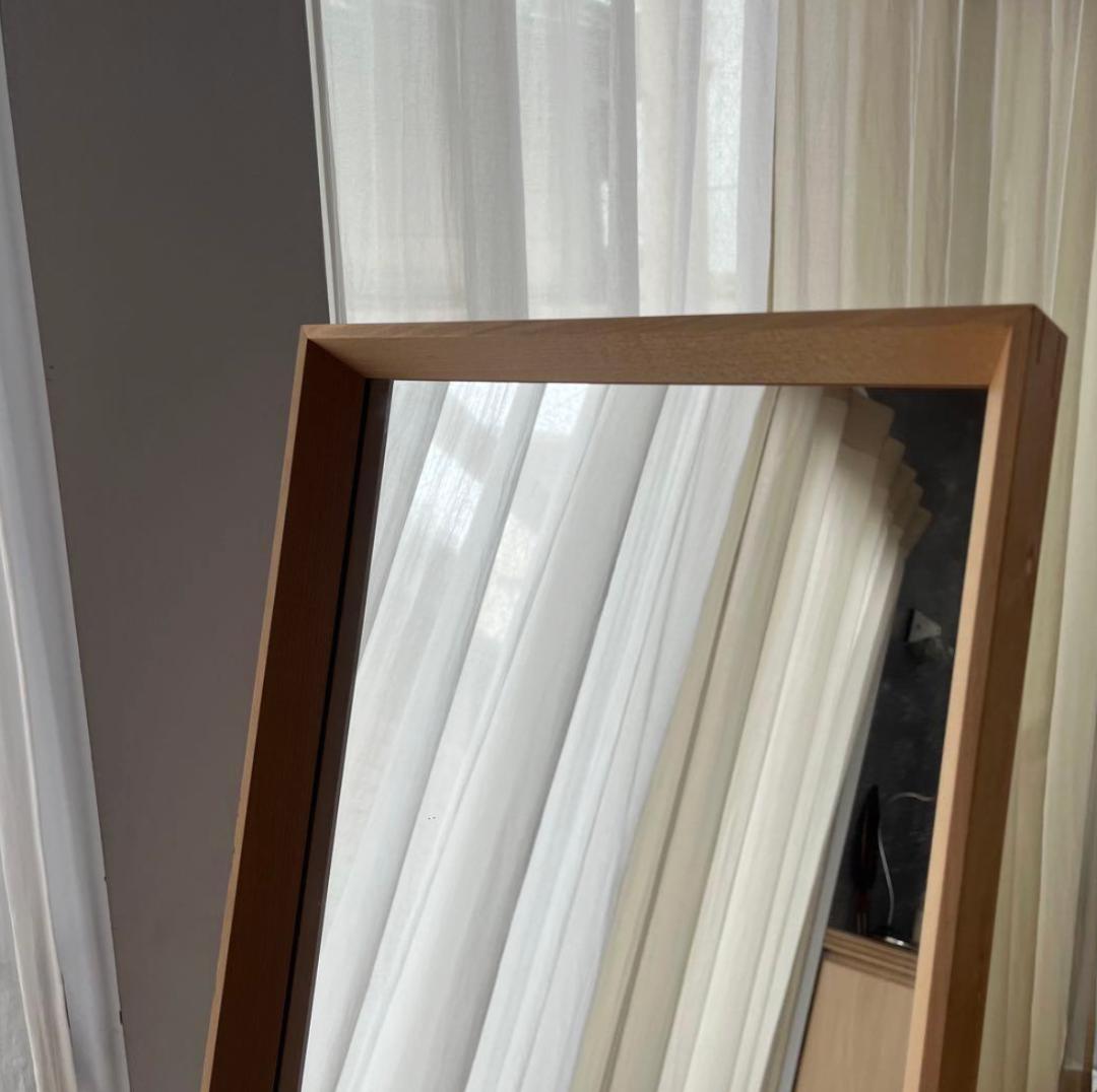 【送料込み】 木製ミラー 職人手作り 国産ブナ 姿見