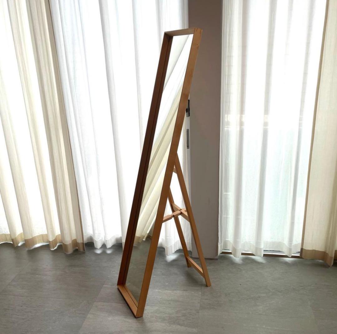 【送料込み】 木製ミラー 職人手作り 国産ブナ 姿見