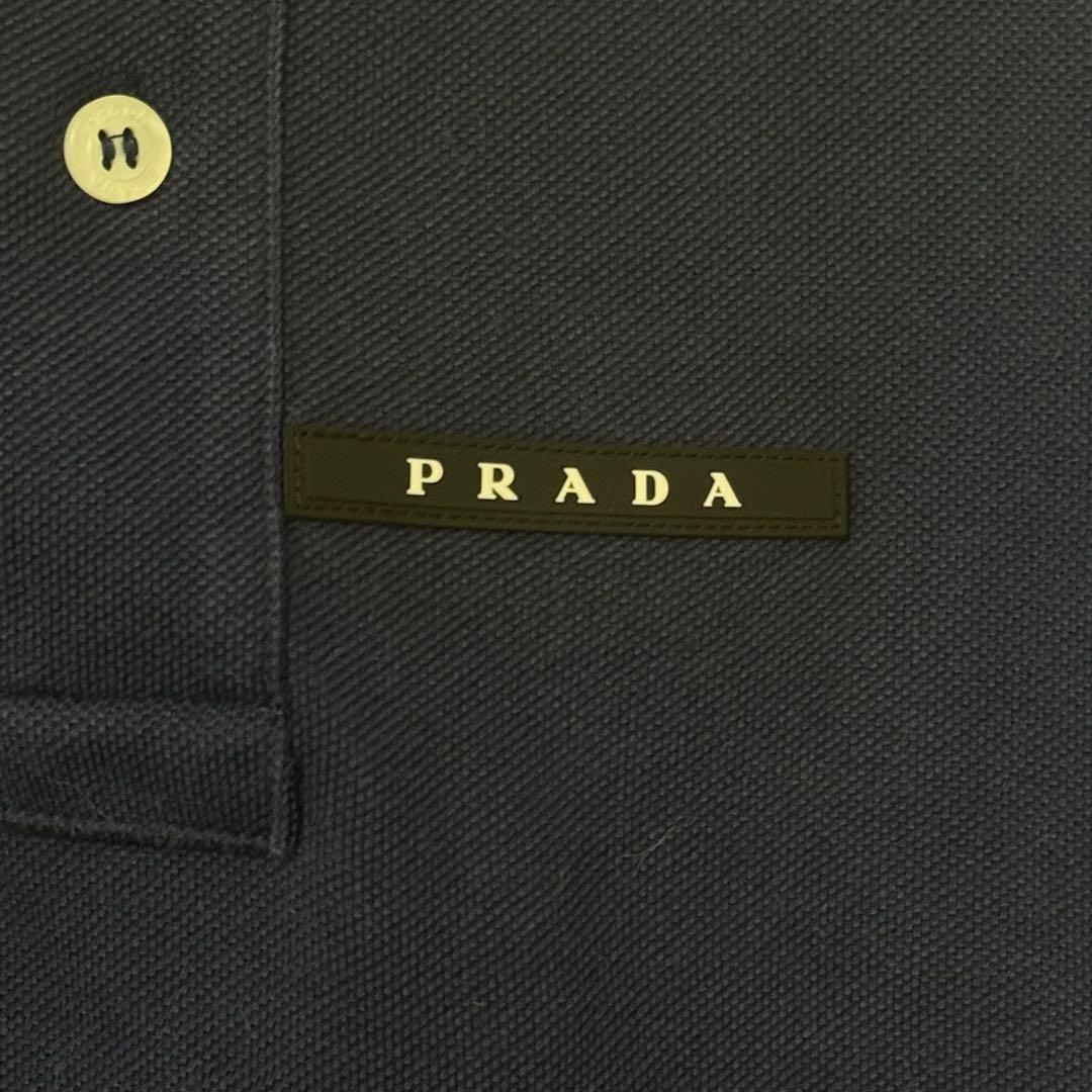 prada ポロシャツ ネイビー ロゴ リンガー