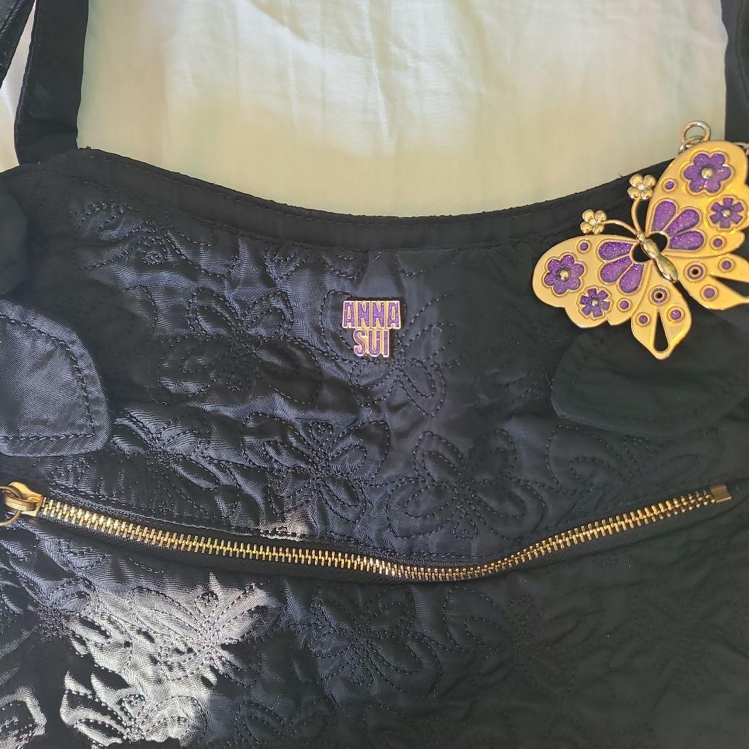 むーさん専用☆ANNA SUI 黒いショルダーバッグ 蝶の装飾付き