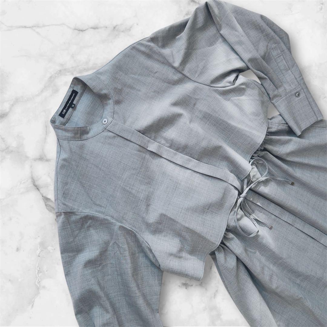 極美品 23区 38M 24AW マットクロス シャツワンピース　ライトグレー