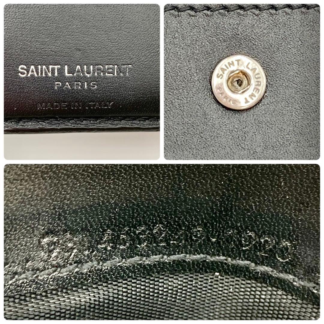 みみ♪✨サンローランパリ 二つ折り財布 黒 レザー カサンドラ YSLロゴ