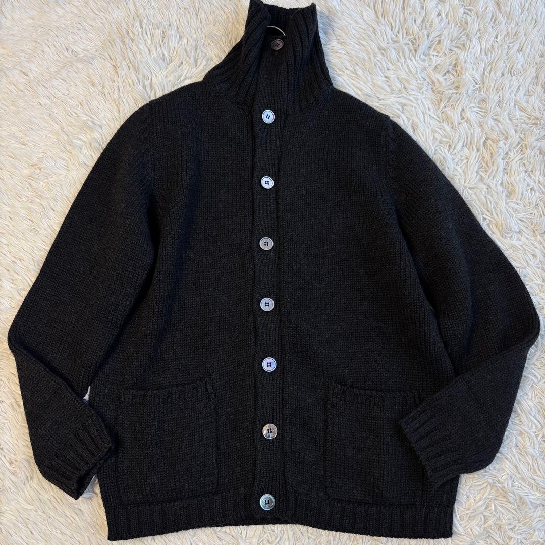 ザノーネ カーディガン スタンドカラー バルスター シェルボタン イタリア製