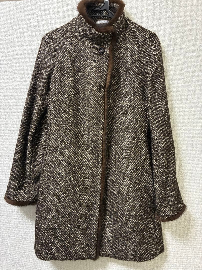 マックスマーラ　コート　ツィード　ファー（ミンク）　サイズ 38 MaxMara